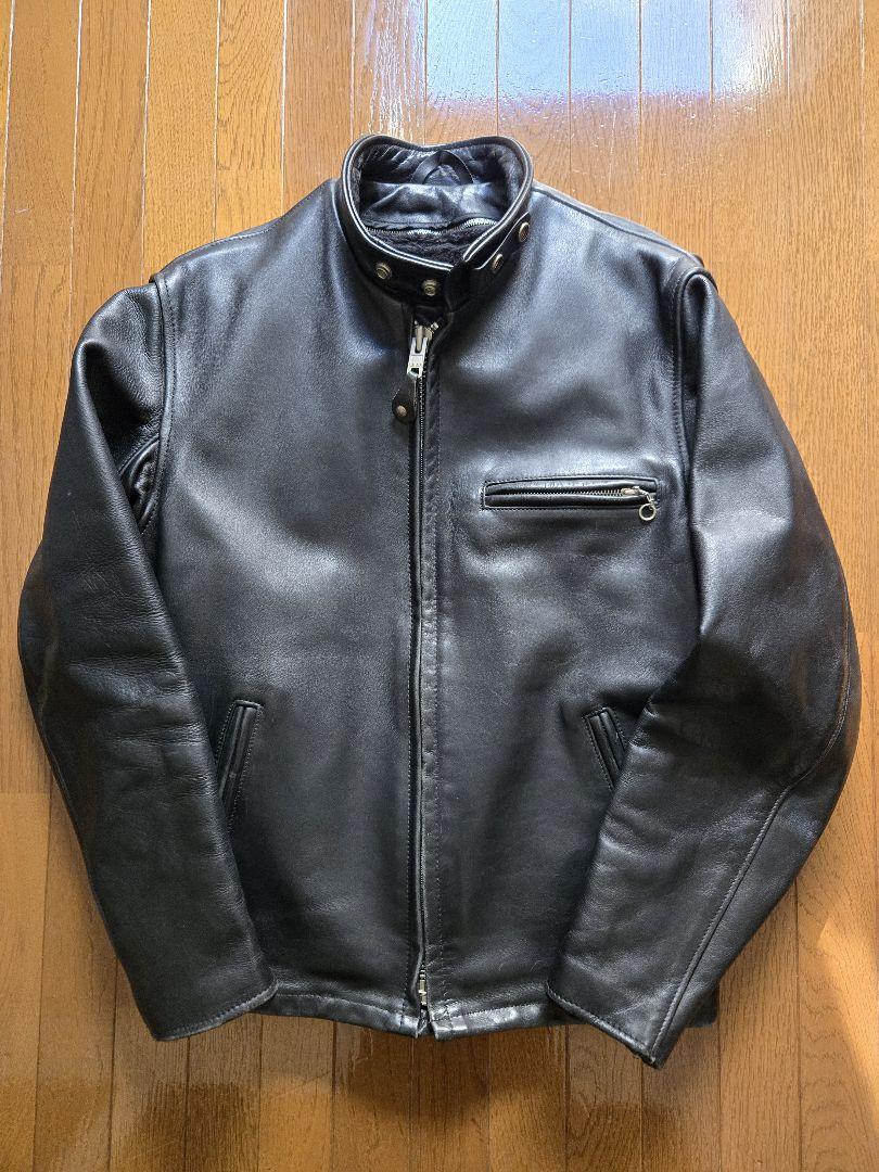 【美品】Schott レザーシングルライダースジャケット 38