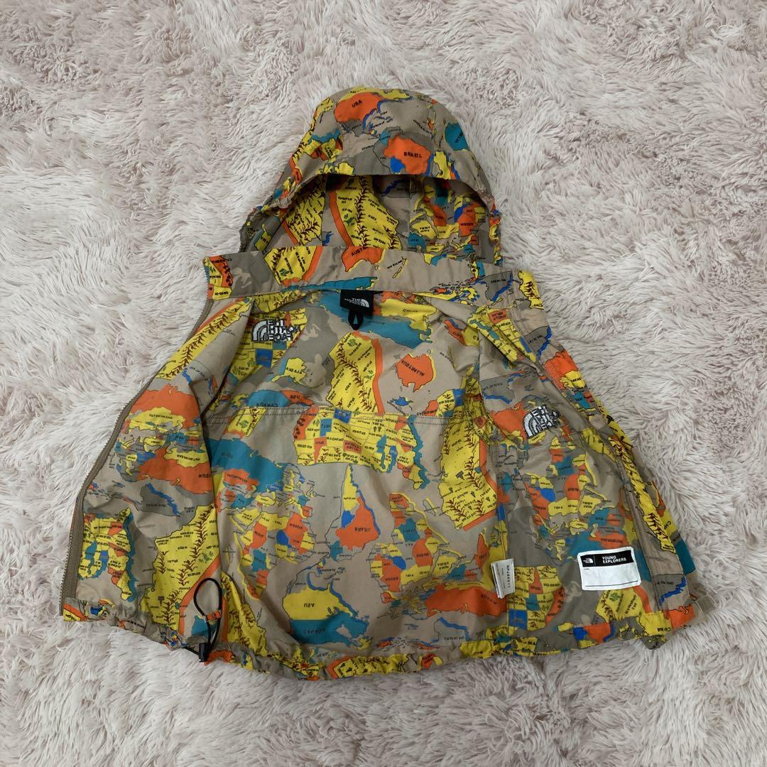 【美品】ノースフェイス ノベルティコンパクトジャケット 地図柄 110cm