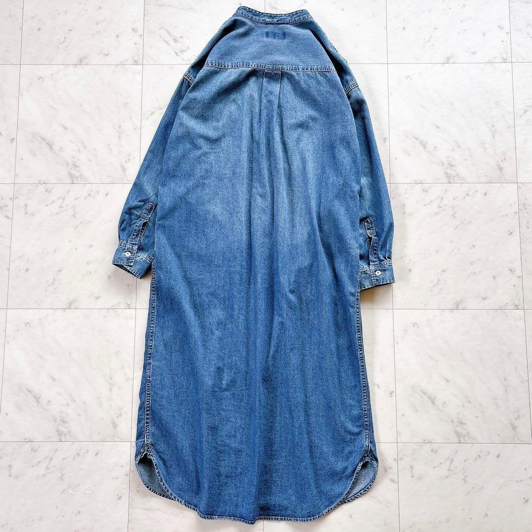 【限定セール！】 美品 スローブイエナ バンドカラー デニム シャツワンピース ワンピース