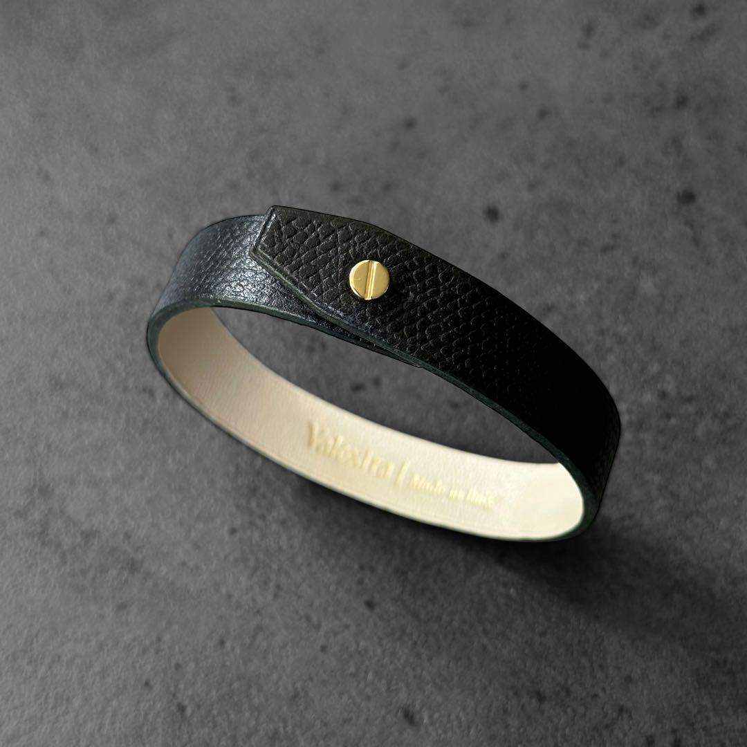 Valextra Leather Bracelet BLACK