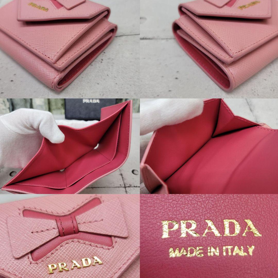 新品未使用 正規品 PRADA サフィアーノレザー リボンピンク