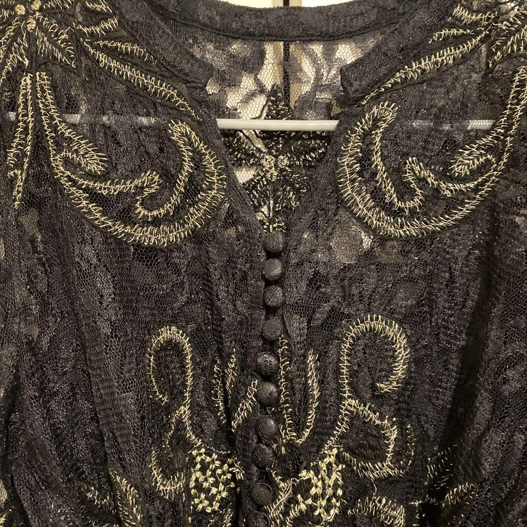 LANVIN 黒レース刺繍ドレス