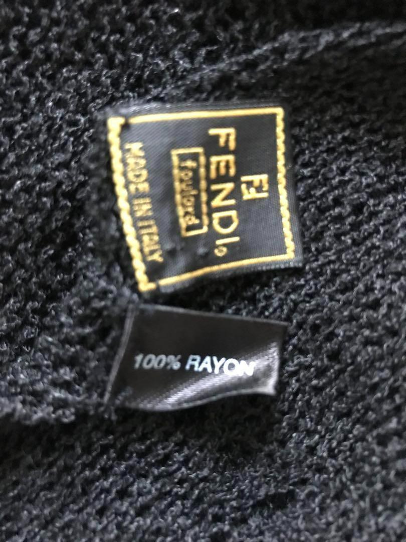 極美品】FENDI フェンディ レーヨン ストール ショール スカーフ 黒