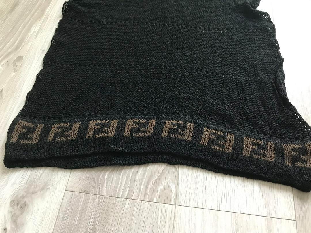 極美品】FENDI フェンディ レーヨン ストール ショール スカーフ 黒