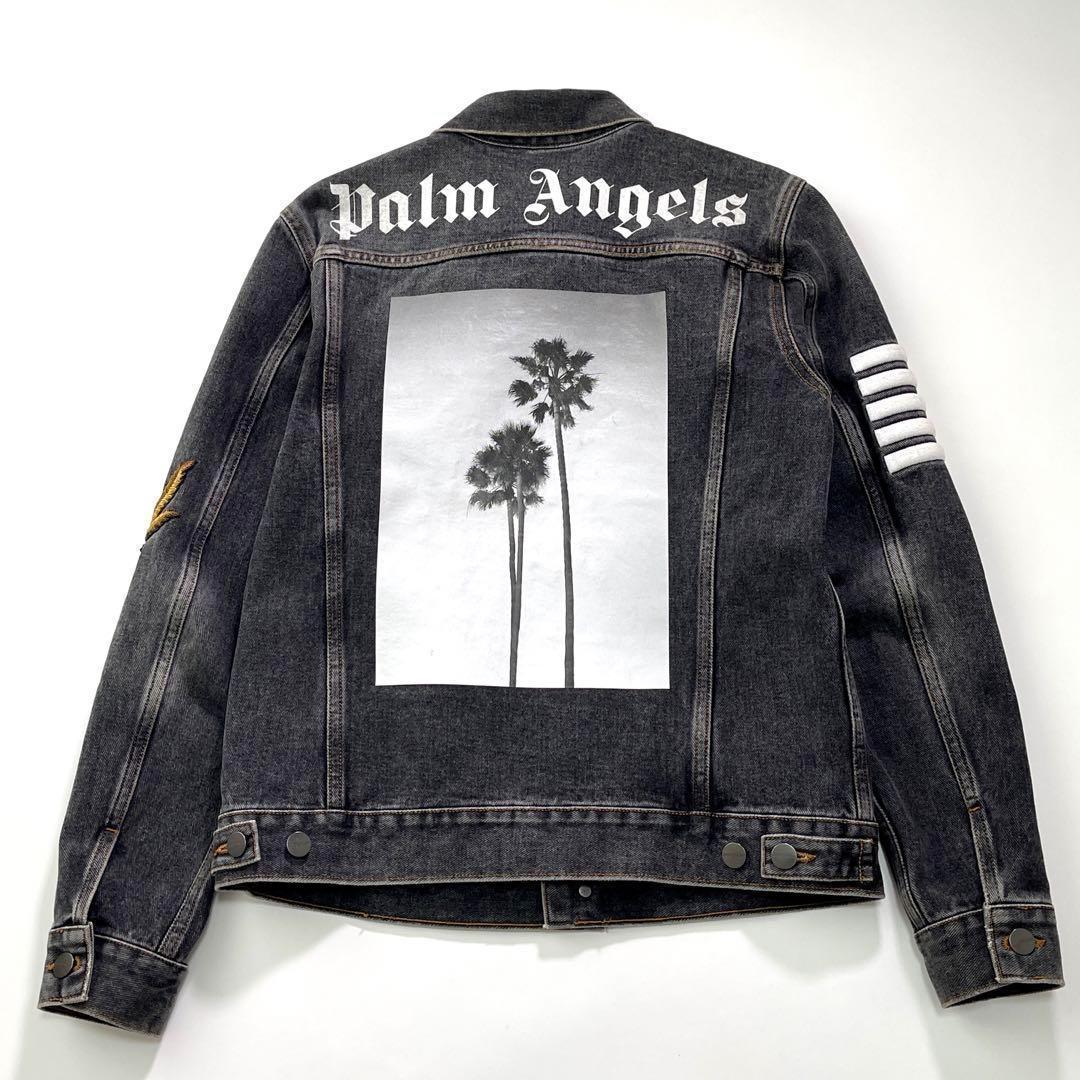 Palm Angels ブラックデニムジャケット 背面プリント ブラック S