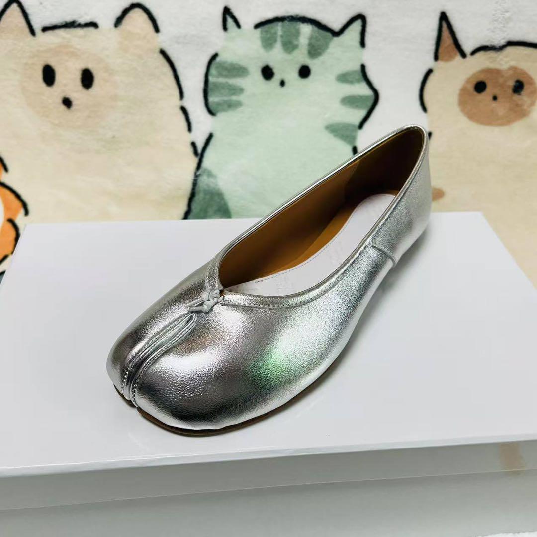 MAISON MARGIELA Tabi メタリックレザー バレエシューズ | NET-A