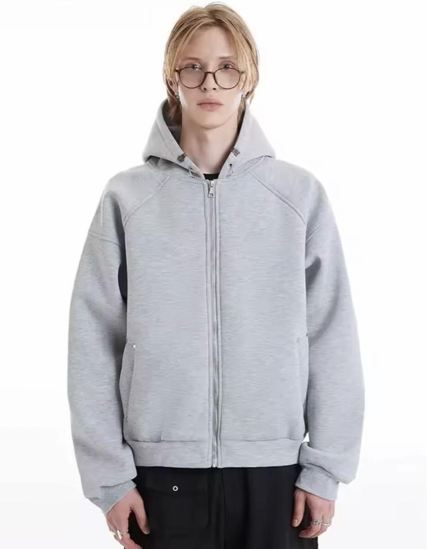 gray zip parka