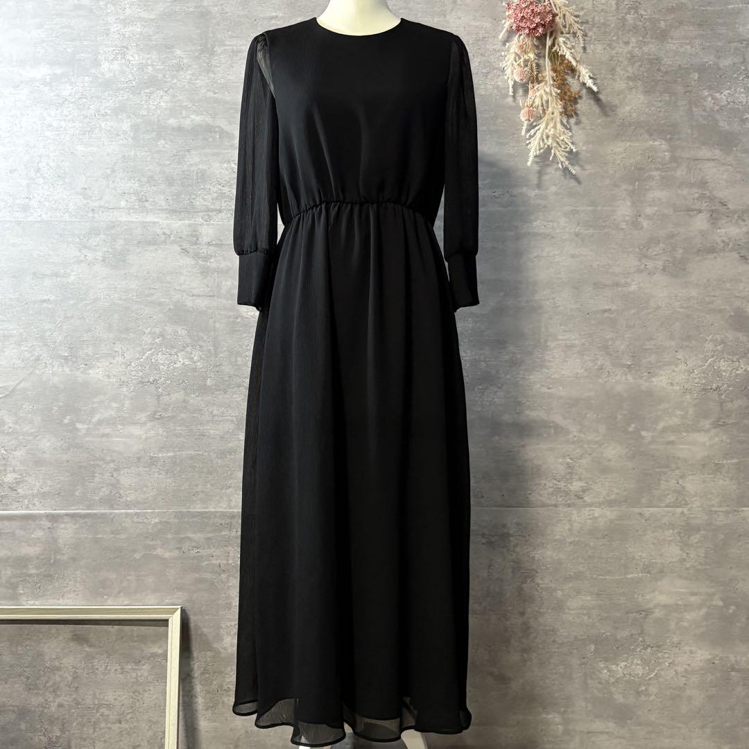 kaene 楊柳シフォンワンピース　ブラック　大きいサイズ　4