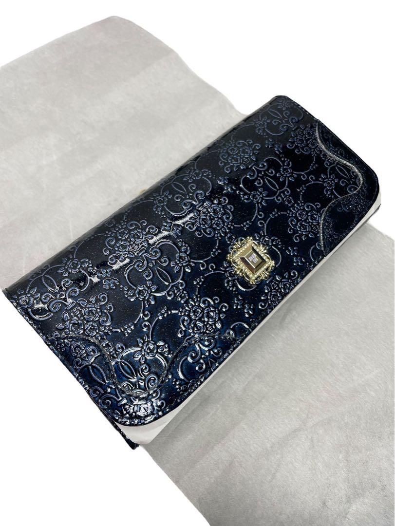 新品未使用 ANNA SUI 財布 ルーミー 紺 エナメル がま口