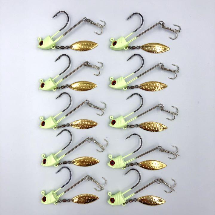 New ブレード付きジグヘッド 17g 夜光タイプ 10個セット アンダースピン Kcp Rw New ブレード付きジグヘッド 17g 夜光タイプ 10個セット アンダースピン Kcp Rw