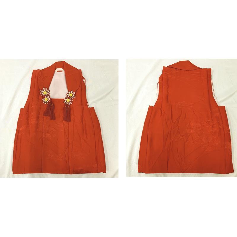 406ag24□七五三 三歳 女児 着物&被布&長襦袢 金彩 扇文□美品