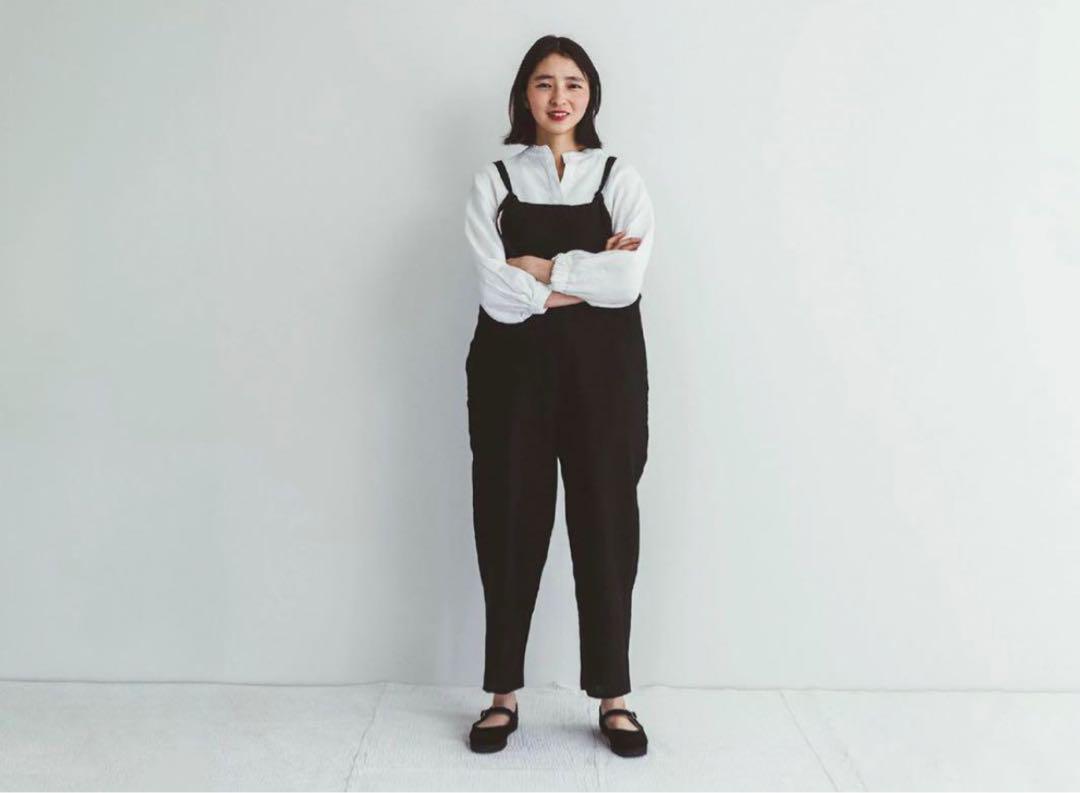 fog linen work  サロペット　ブラック　リネン　フォグリネンワーク