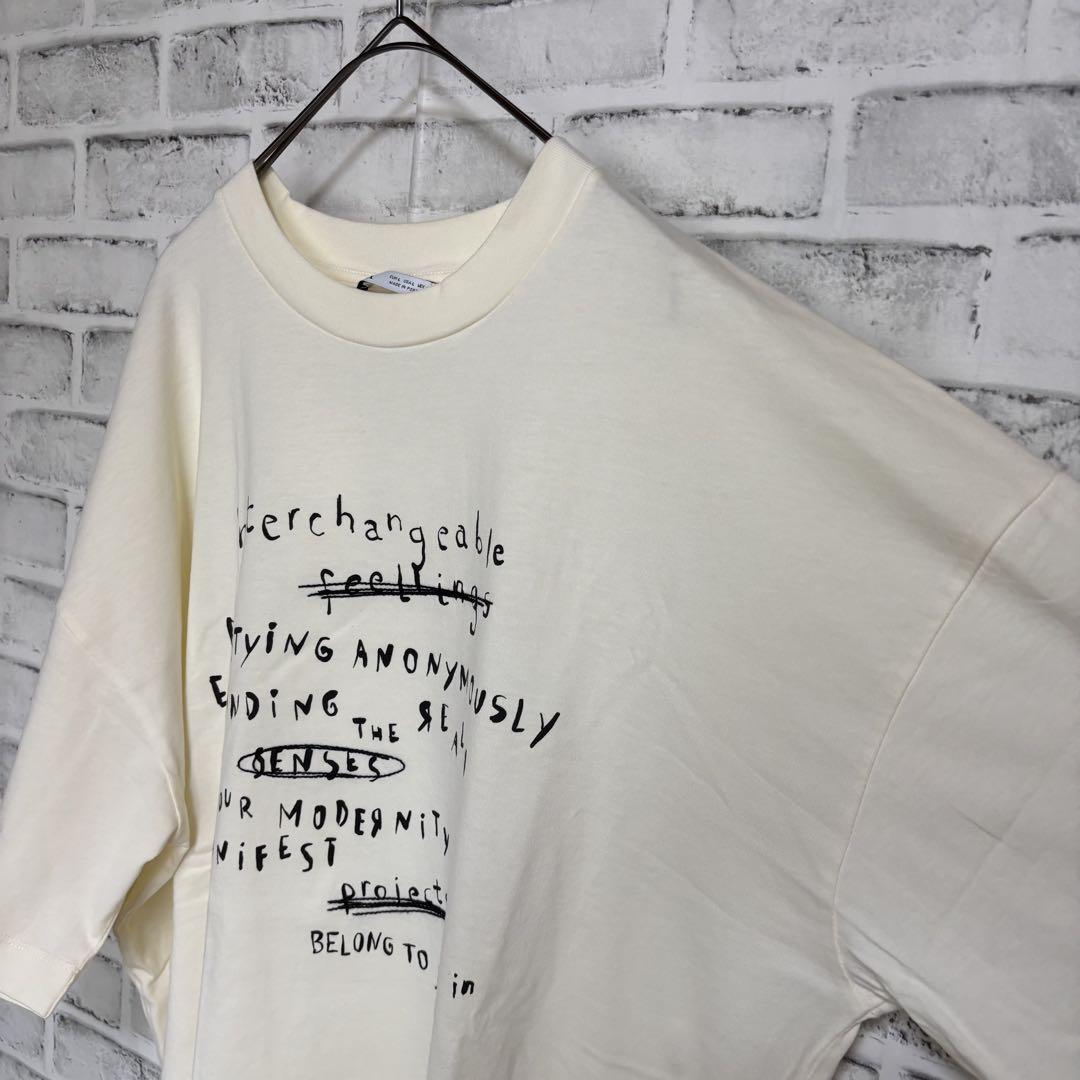 ☆ドイツ発*ZARA*新作*SLOGAN プリント刺繍長袖Tシャツ/GN☆ 刺繍入りプリントテキストTシャツ - ホワイト | ZARA Japan / 日本