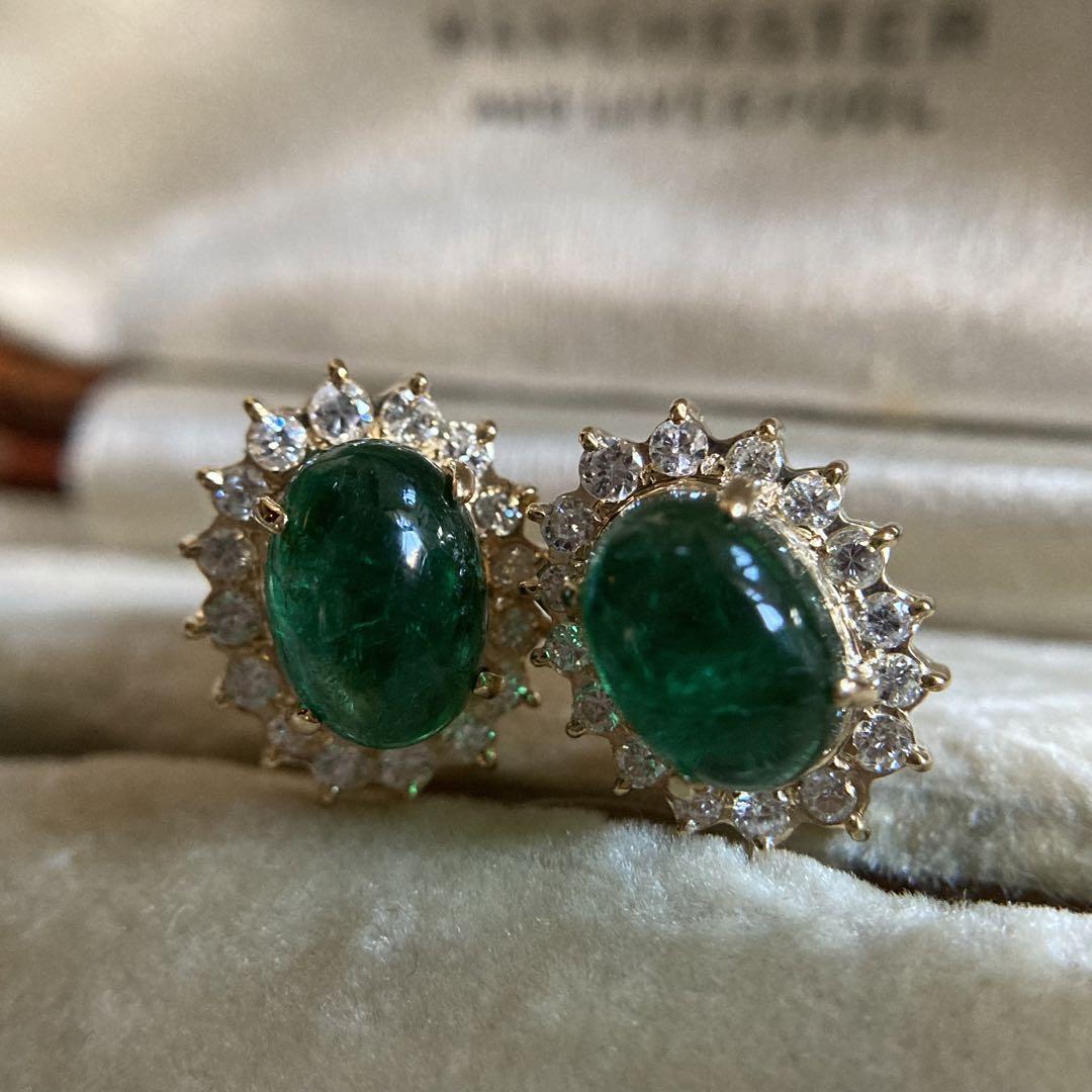 ななのりエメラルド3.85ct ピアス 鑑別書付