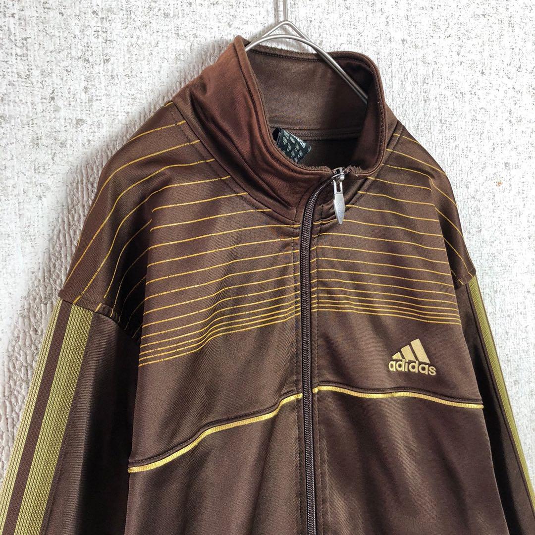 希少5XLサイズ/ブラウン×ゴールド／adidas アディダス トラック