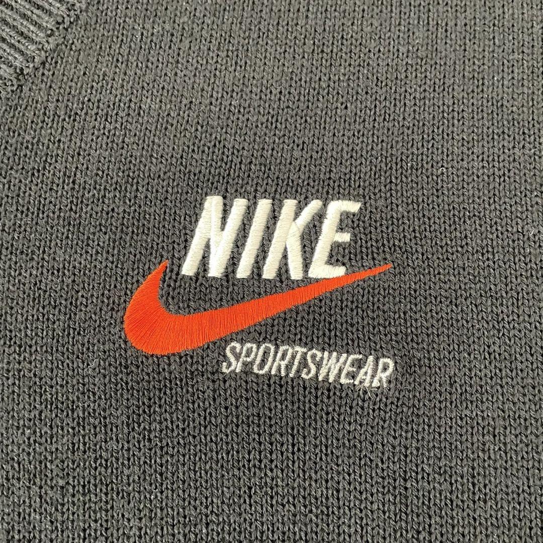 美品】NIKE ナイキ ニット セーター ブラック 刺繍ロゴ Lサイズ