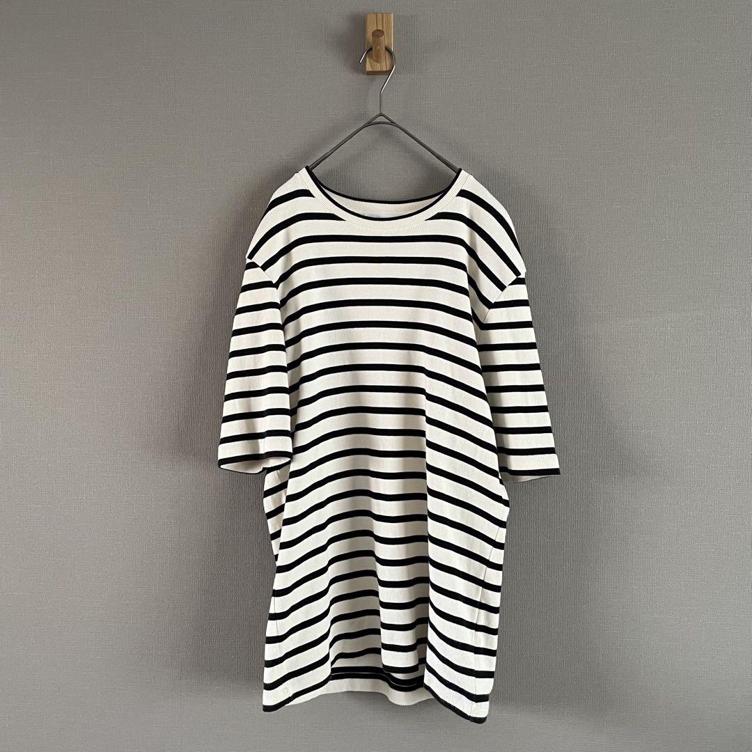 JILSANDER ジルサンダー ロゴパッチ ボーダー クルーネックTシャツ M