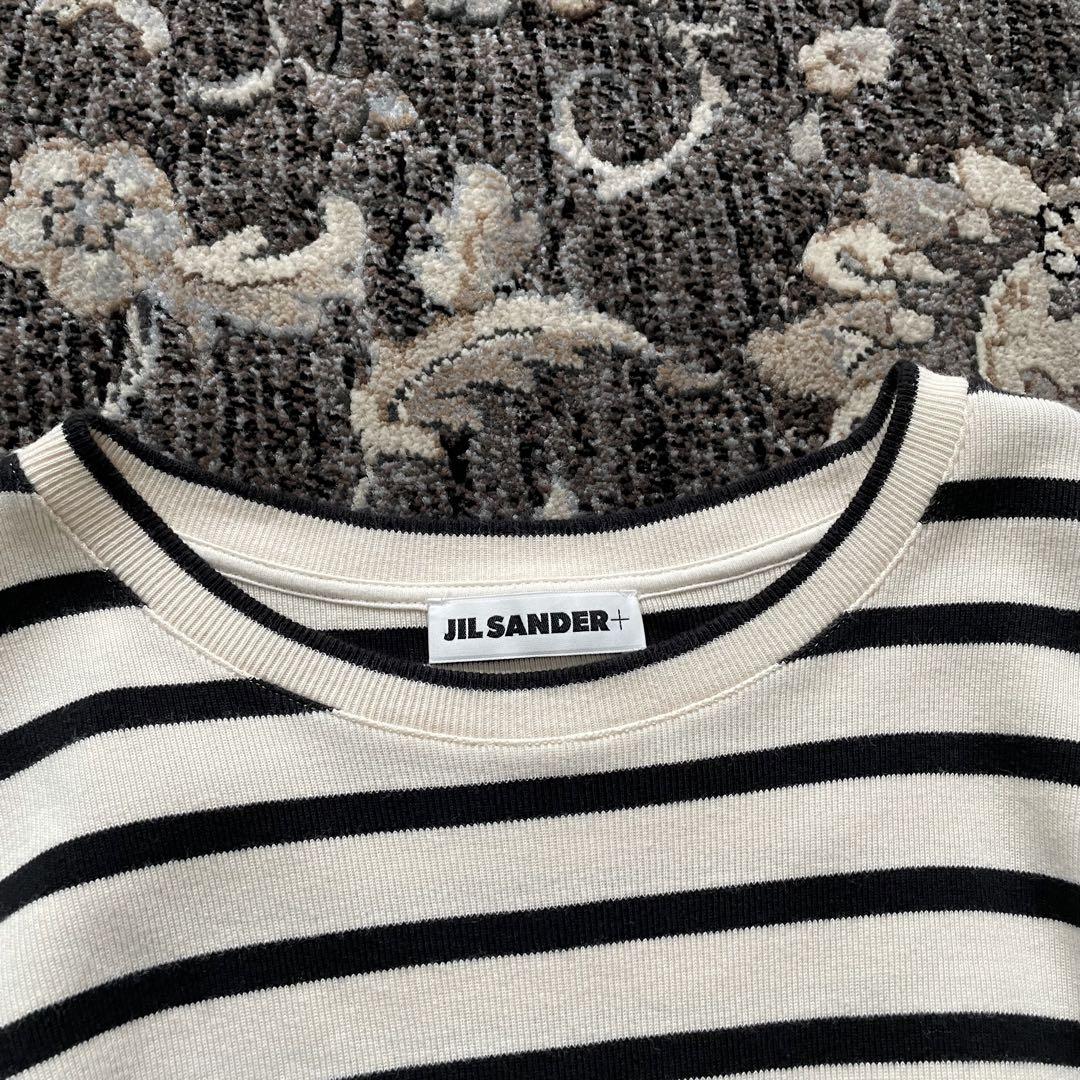 JILSANDER ジルサンダー ロゴパッチ ボーダー クルーネックTシャツ M