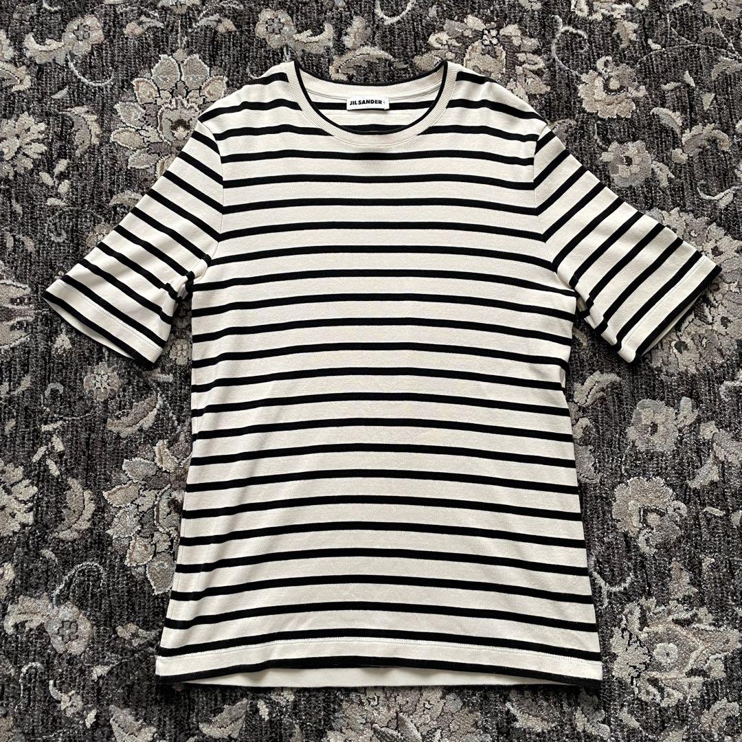JILSANDER ジルサンダー ロゴパッチ ボーダー クルーネックTシャツ M