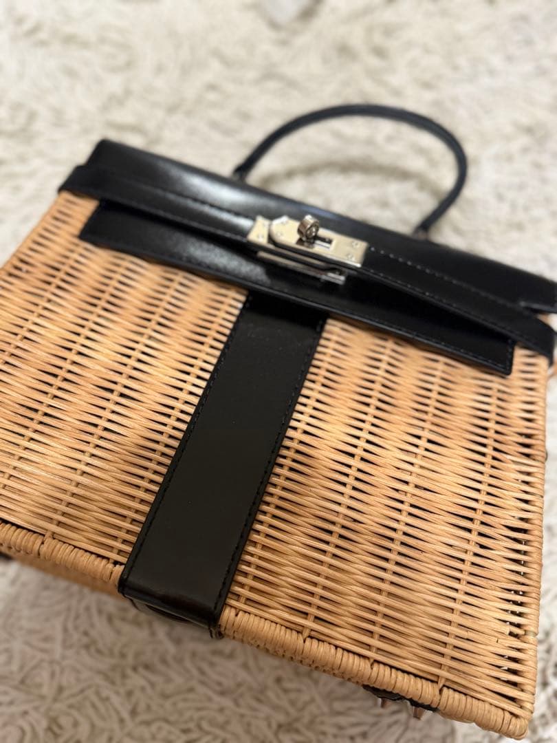 かごバック♡ランタンブラックショルダーバックバッグ