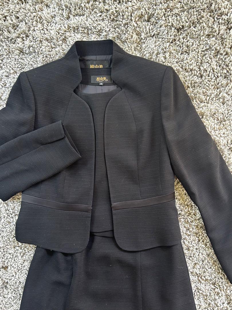 【極美品】 桂由美 ブラックフォーマル ワンピーススーツ 高級喪服礼服 9号
