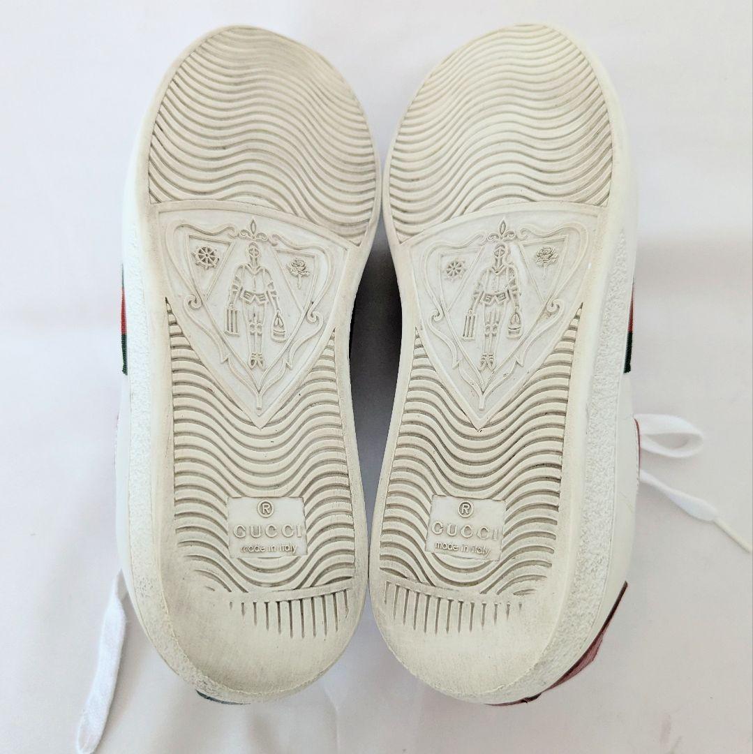 良品◎GUCCI スニーカー シェリーライン エース ハート 白 22.5cm