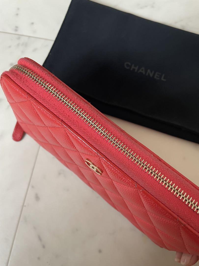 CHANEL シャネル 長財布　マトラッセ　オレンジレッド　ラムスキン♡
