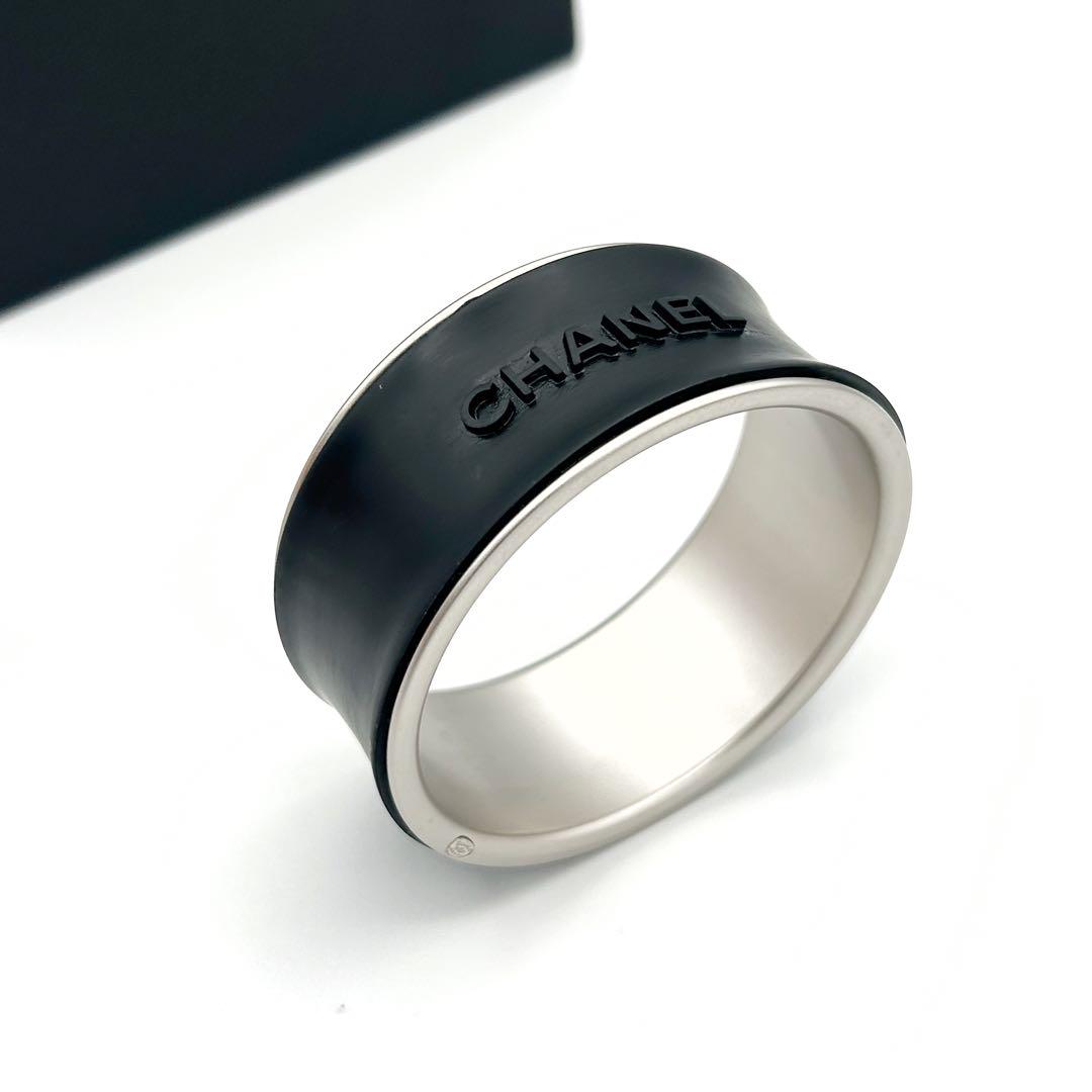 【一点物・美品】CHANEL ラバー メタル バングル ブラック 99P