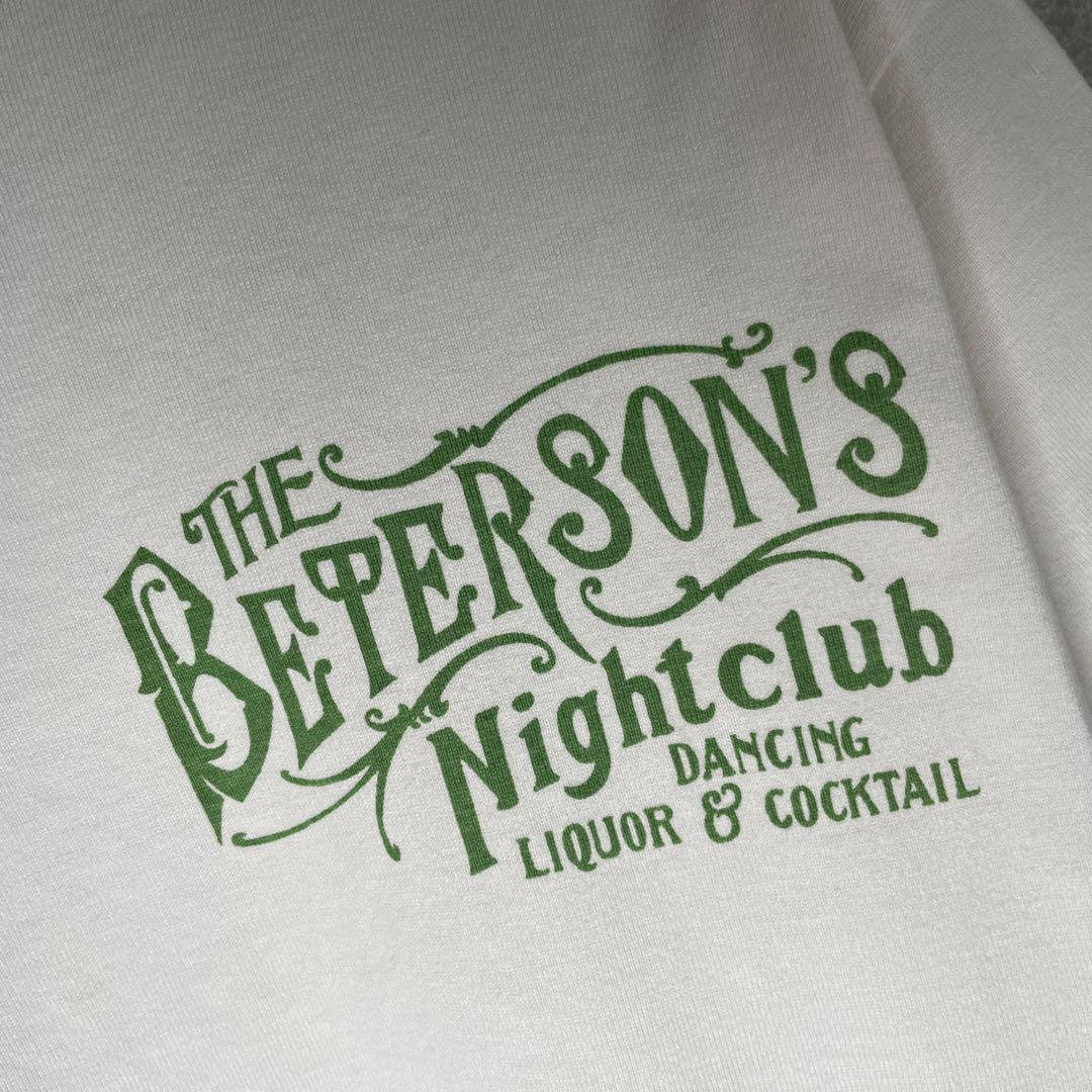 リンガーTシャツ　ナイトクラブ　パーティー　両面プリント　人物　酒　良配色　白
