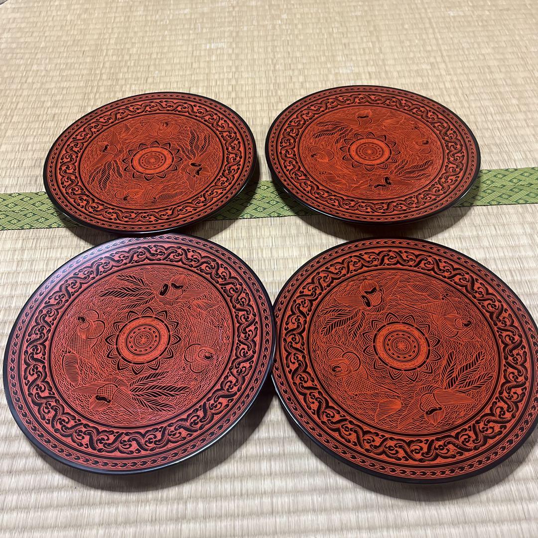 香川漆器　蒟醤(きんま) 4枚セット