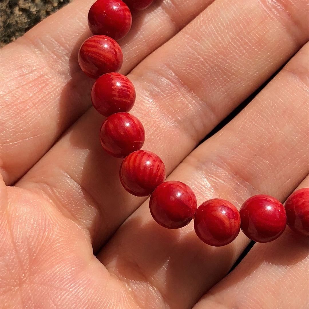 【最終価格】WARRENSLOVE　量子ベルト（Red 赤）ブレスレット 新品・主玉6.47~6.59mm】高級血赤珊瑚 ブレスレット - メルカリ
