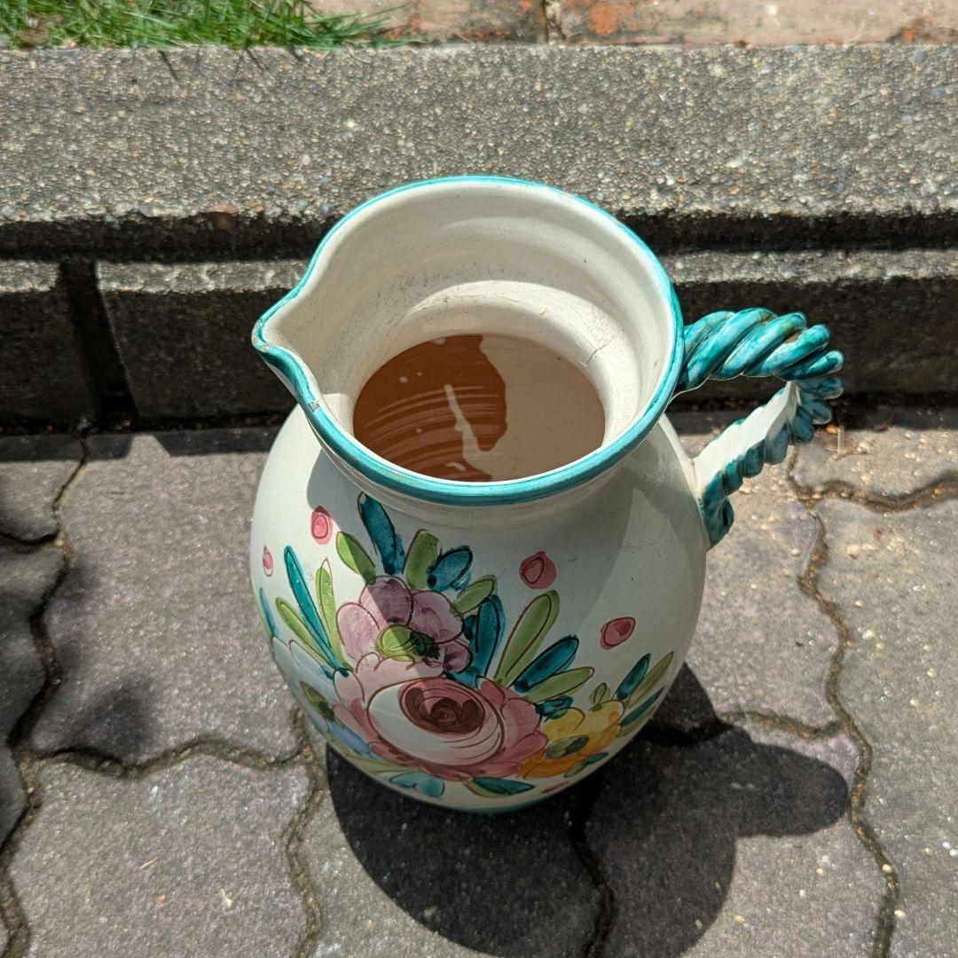 花柄陶器ピッチャー Amazon.co.jp: ハンドル付き花柄陶器ピッチャー花瓶 - 家庭や庭
