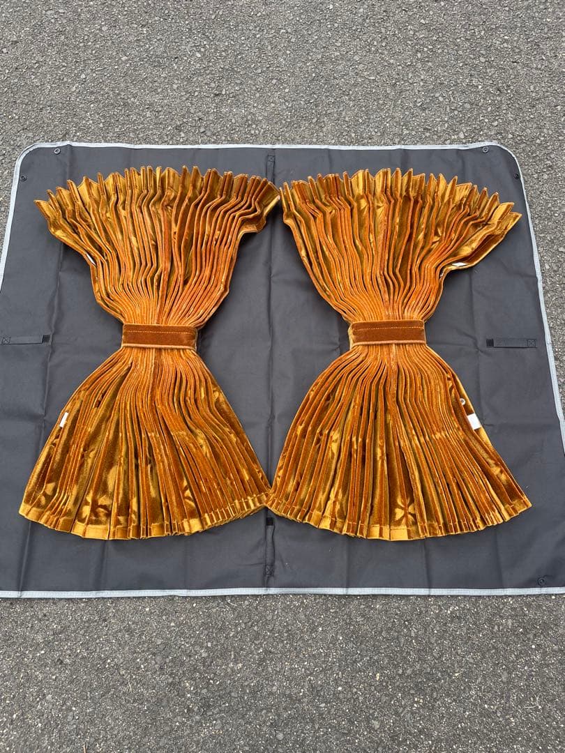 仮眠カーテン　コスモス　ゴールド　アコーディオン式(裏地無)おまけ付