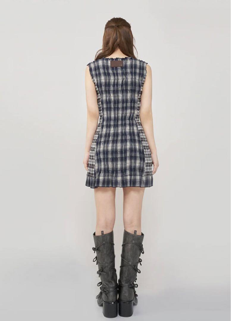 Darich ダーリッチ　チェックコンビミニワンピース　NVY ネイビー