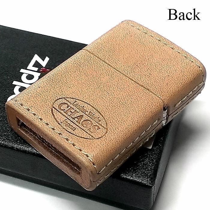 ZIPPO ライター 本革巻き ジッポ カオス フェザー 羽 牛革 ハンドメイド