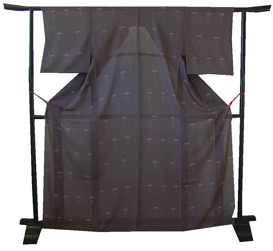 ★美品 夏物 お洒落な 駒絽 小紋(正絹)仕立上り＜KK1004＞★