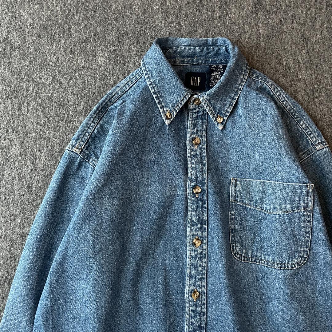 old　GAP　デザインシャツ　デニム　90ｓ　リアル　アーカイブ
