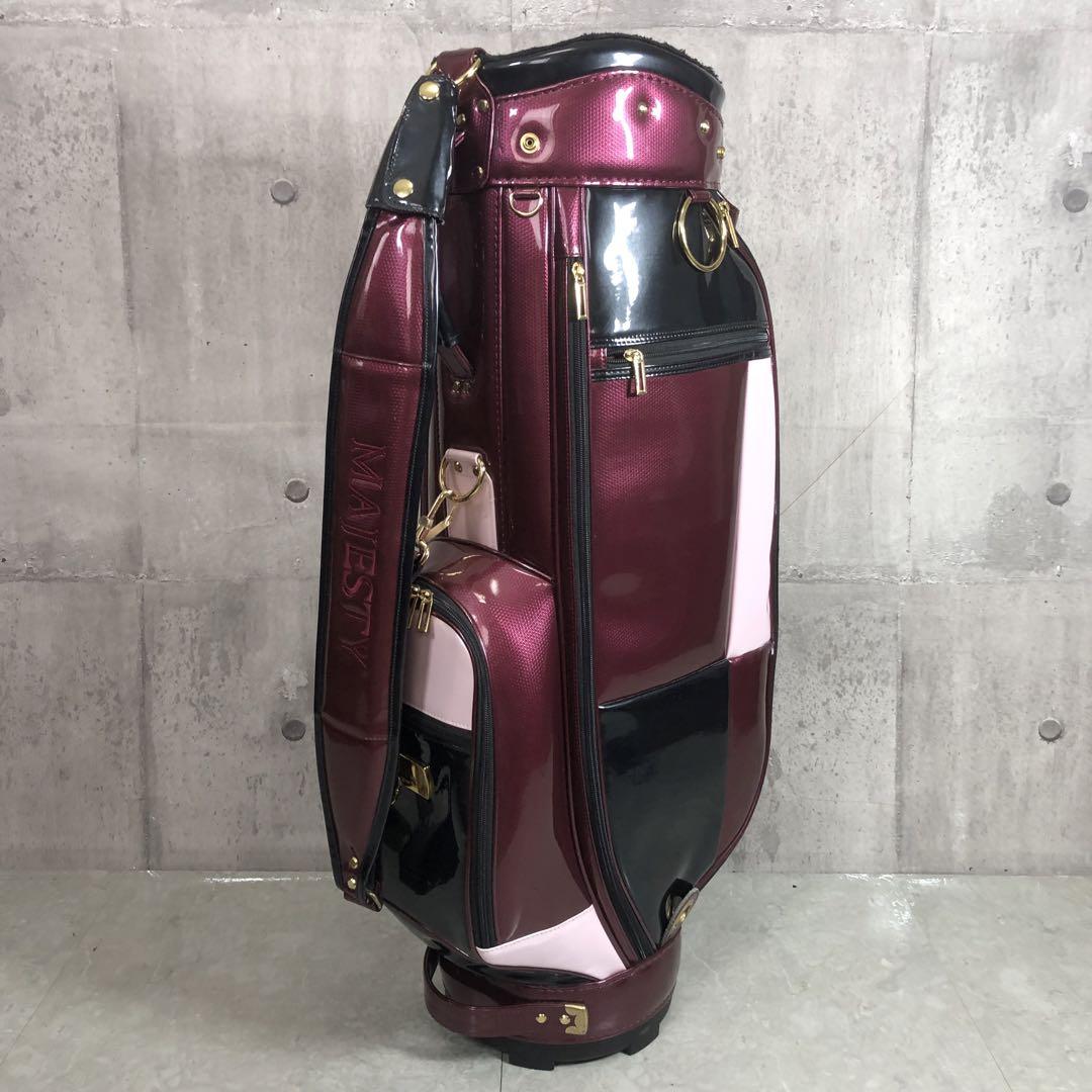 MAJESTY　キャディバッグ　カート式　エナメル素材　ワインレッド系　5分割