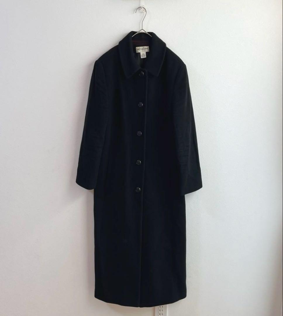 4305 PRESTON YORK ウールロングコート サイズ12 黒FREE SIZE