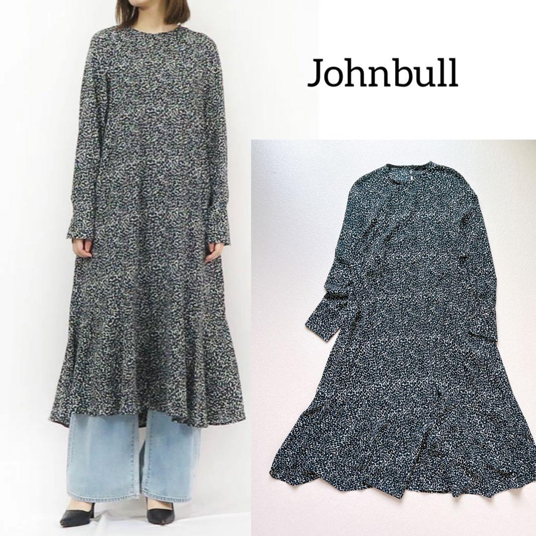美品　JOHNBULLジョンブル　アブストラクトプリントワンピース　フリーサイズ