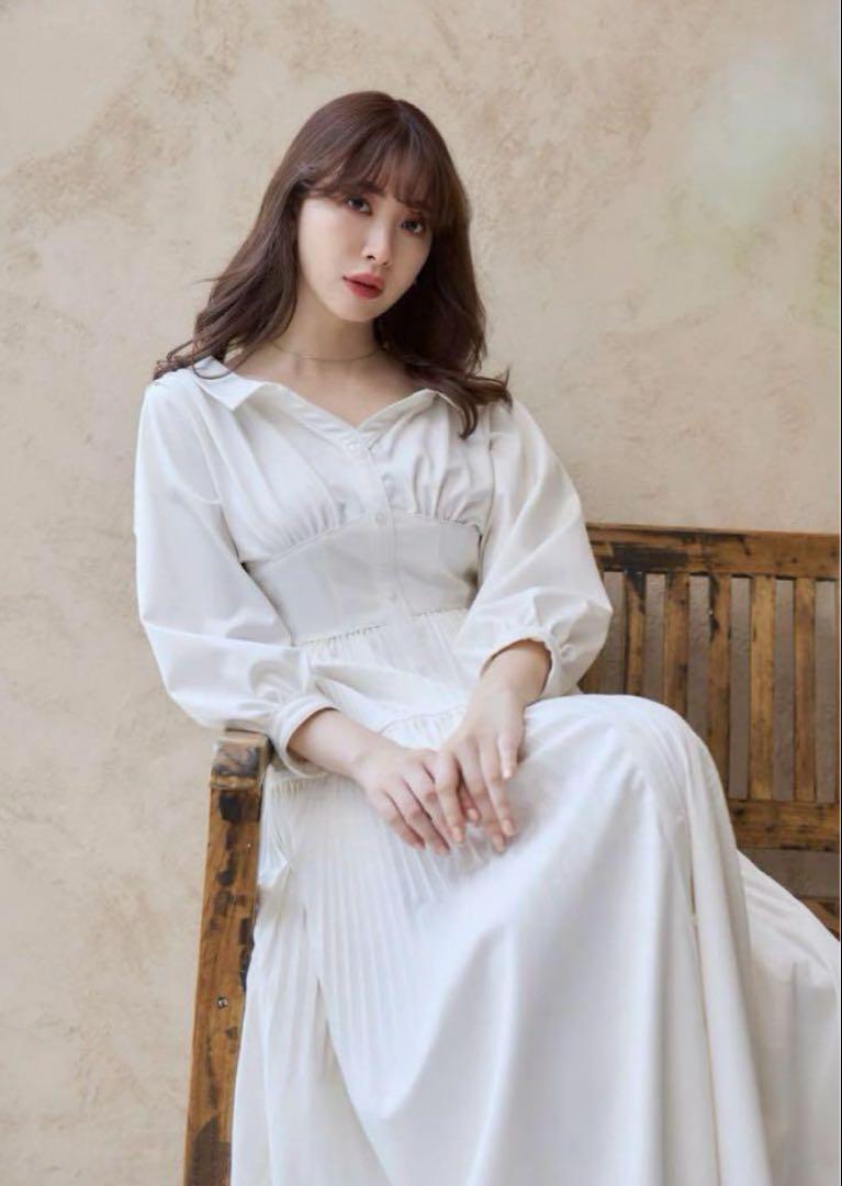 Herlipto Pleated Open Shirt Dress
