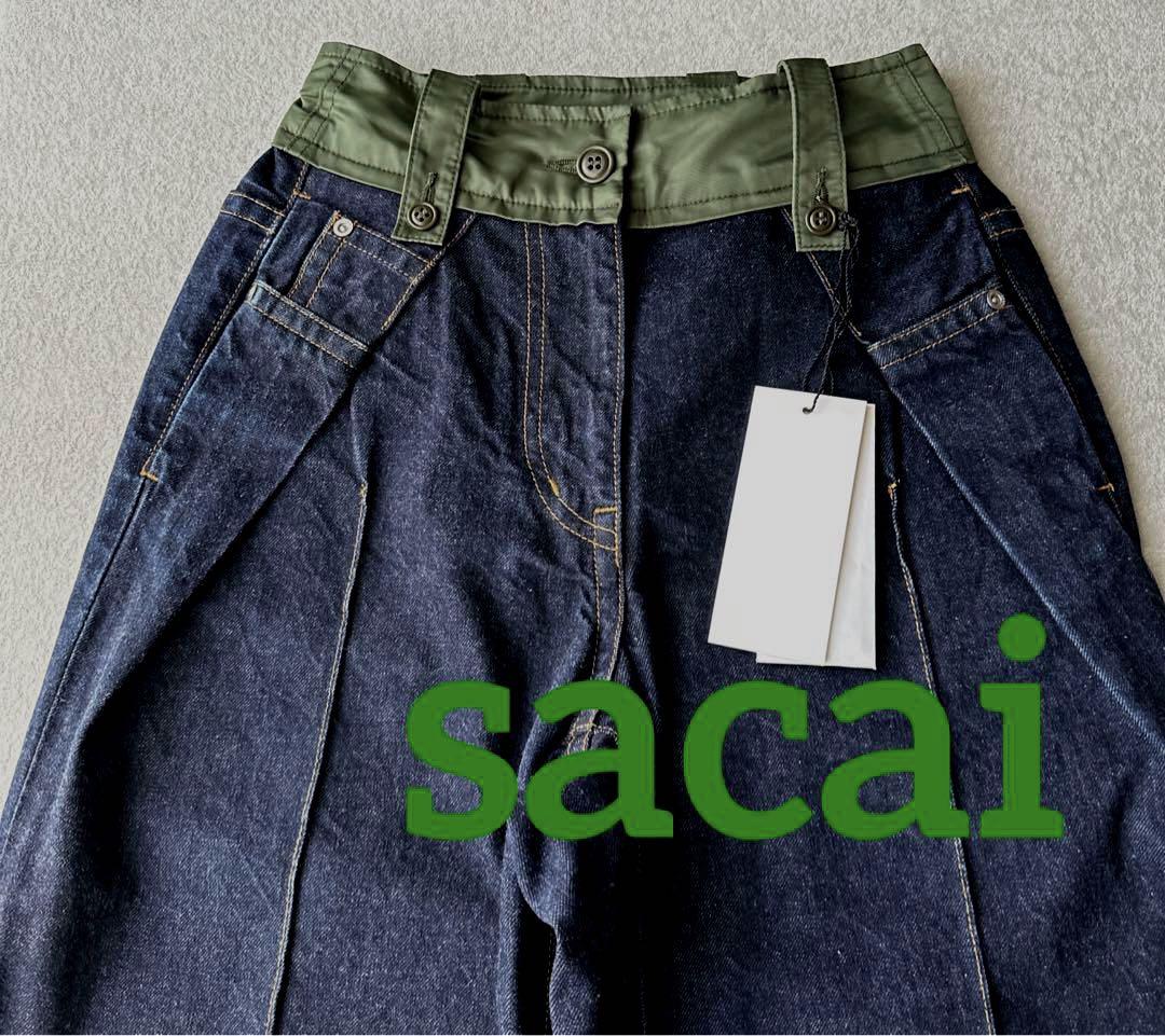 未使用タグ付き sacai レディースワイドデニムパンツ - メルカリ