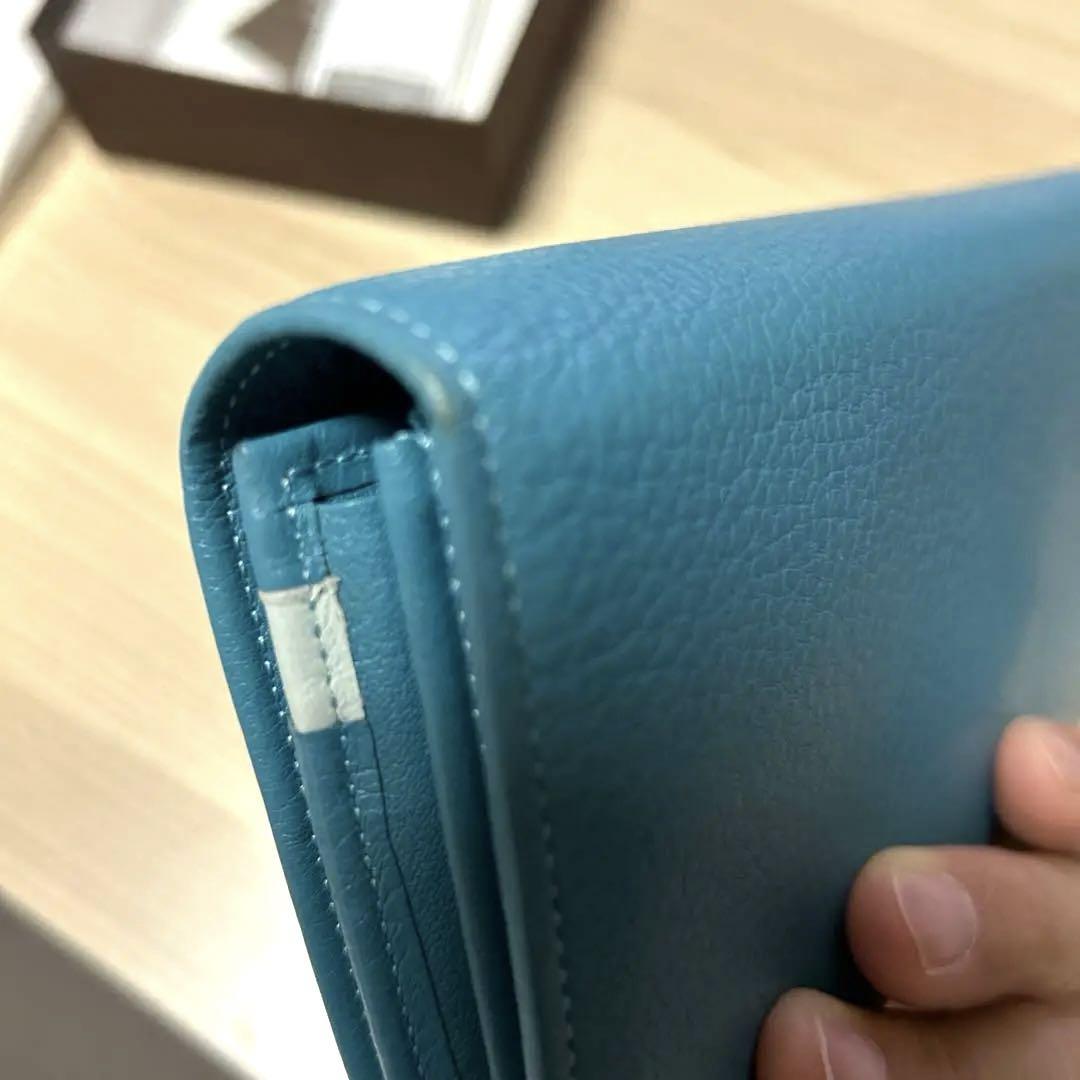 土屋鞄 ターコイズブルー長財布 Clarteポケットロングウォレット