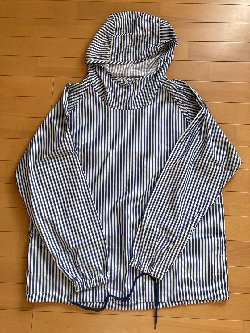 ジャーナルスタンダードラックス ts s ストライプシャツパーカー ブルー