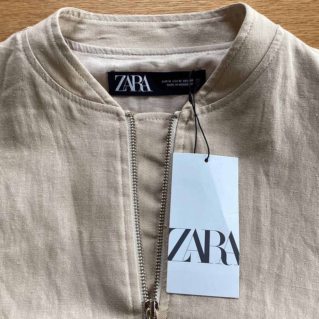 スペイン発送 ZARA リネンのボンバージャケット 上品カジュアル スペイン発送 ZARA ボンバージャケット 上品カジュアル 今季新作