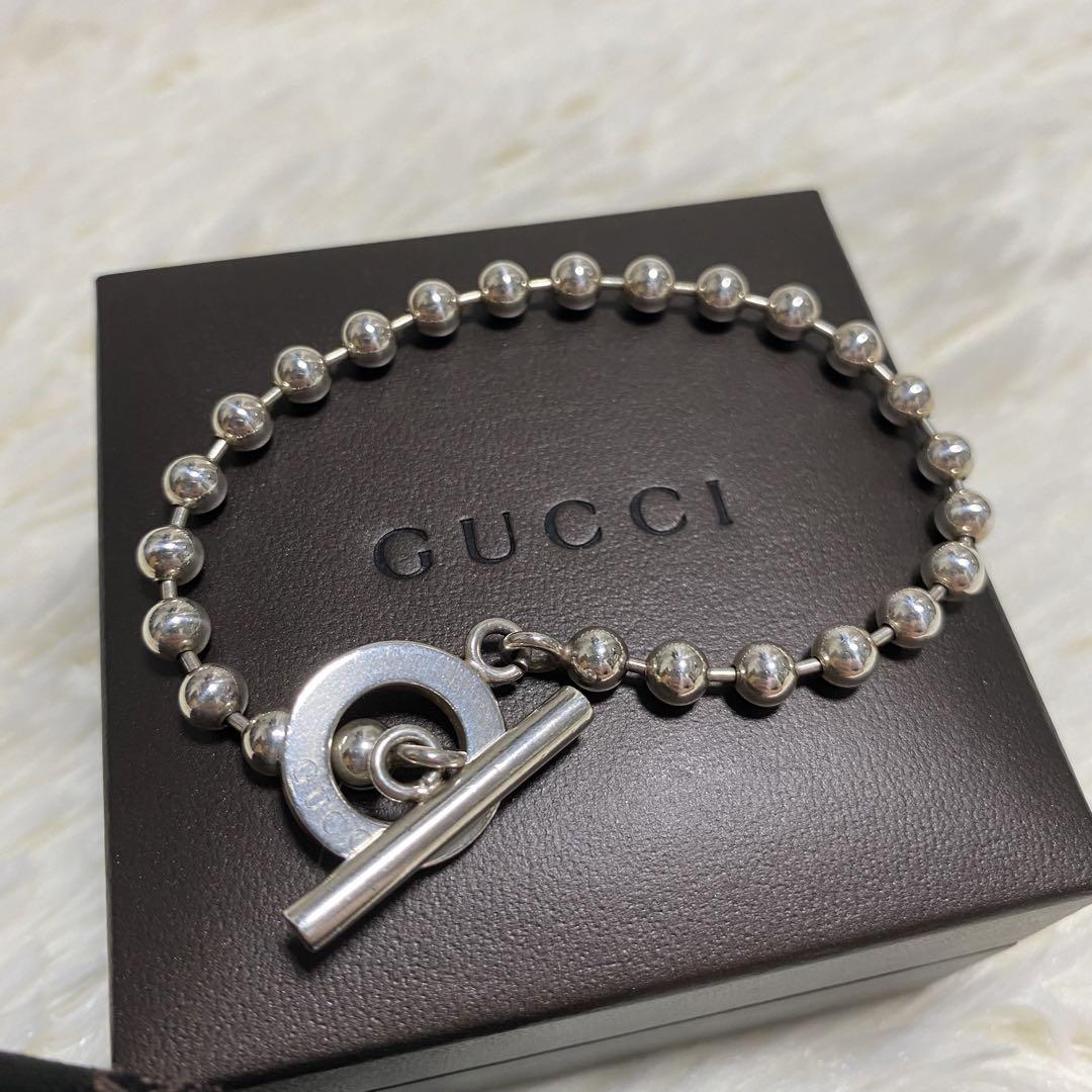 GUCCI グッチ　ボールチェーンブレスレット　シルバー925 19サイズ