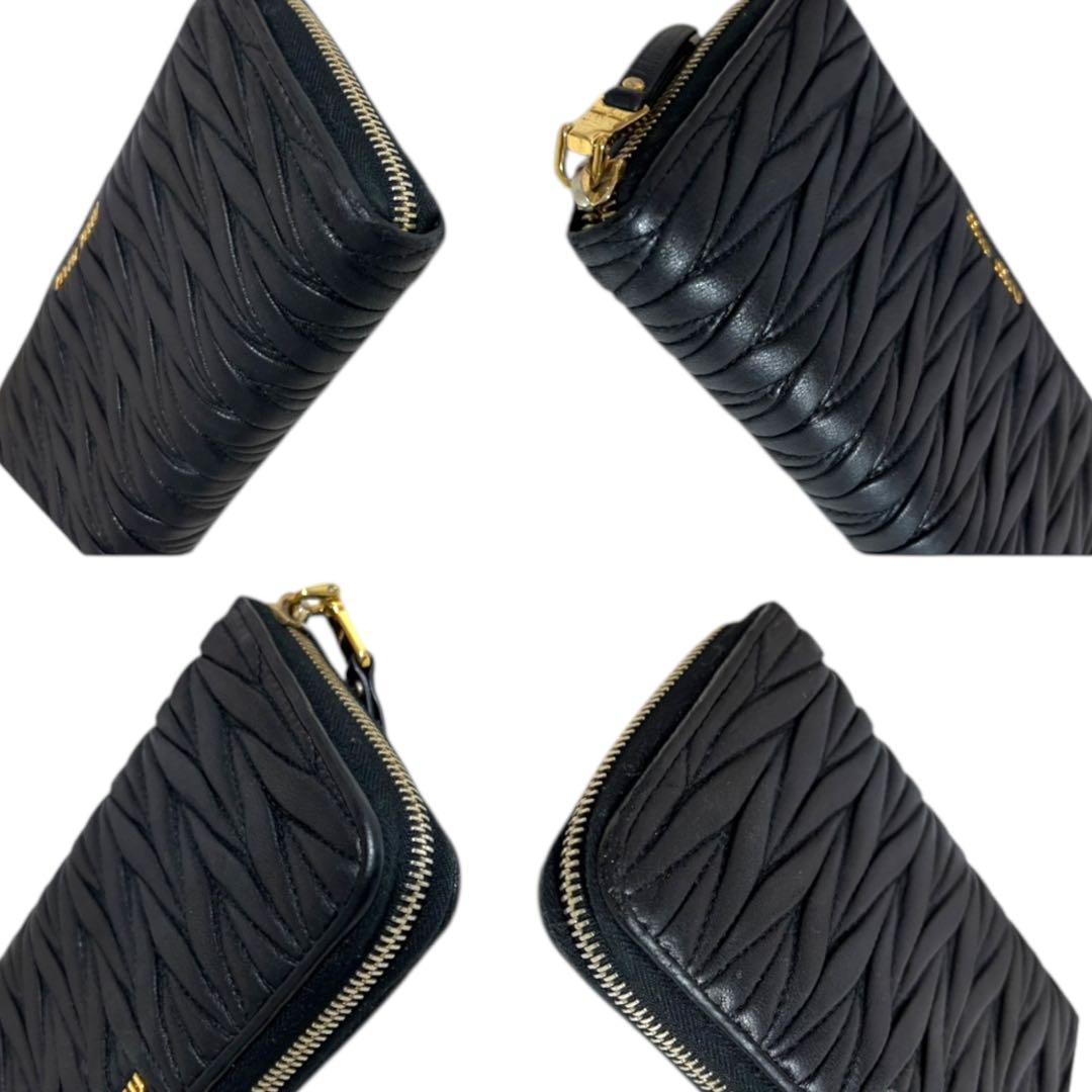 ミュウミュウ マテラッセ ラウンドファスナー 長財布 ブラック 黒 ゴールド ミュウミュウ マテラッセ ラウンドファスナー 長財布 ブラック 黒 ゴールド