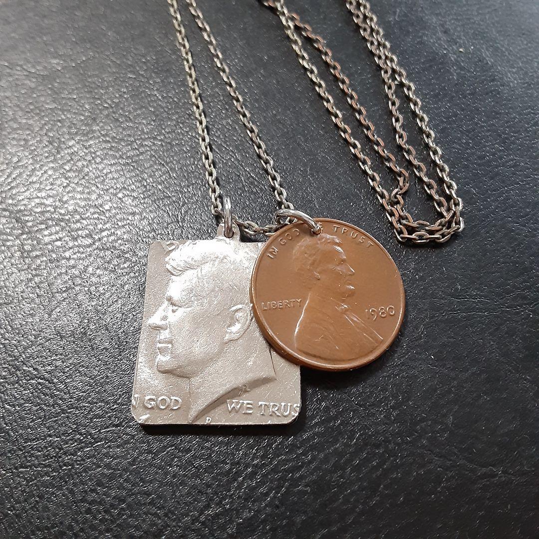 USAケネディハーフダラー銀貨1964年　ドッグタグネックレス USAケネディハーフダラー1964年銀貨 ドッグタグネックレス