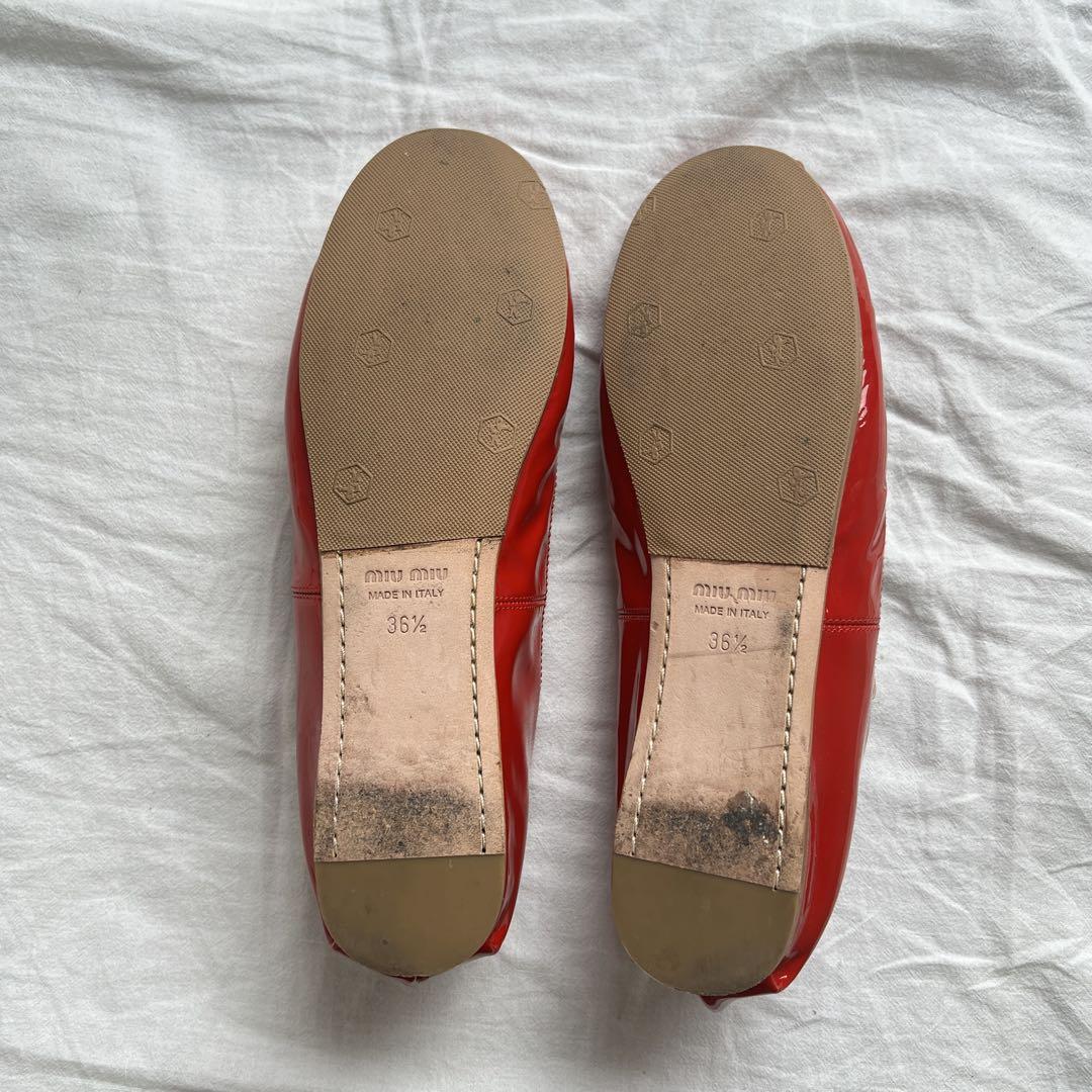 miu miu mary jane patent flat shoes red