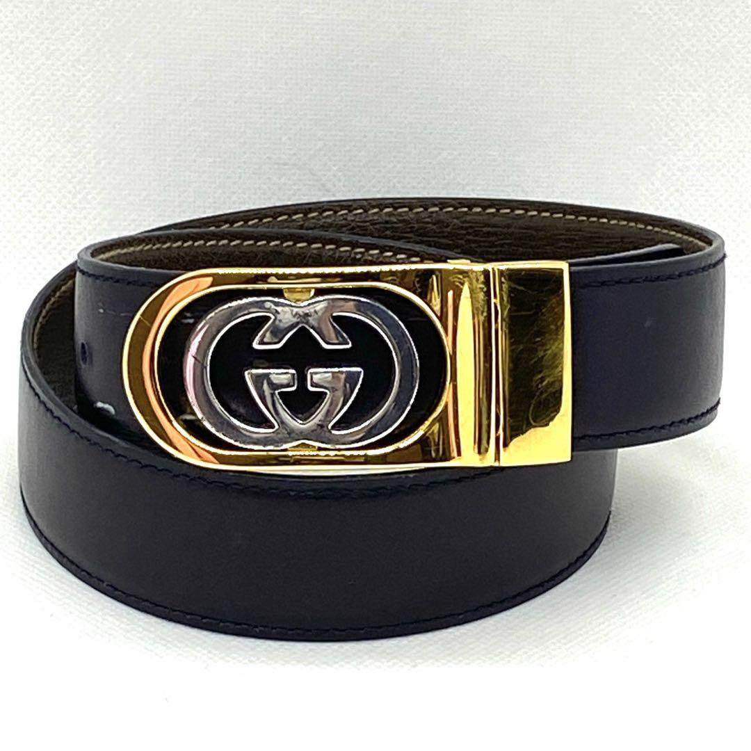 GUCCI オールドグッチ インターロッキング レザー ベルト 65/26